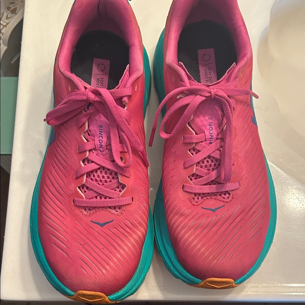 Hoka Women's Vibrant Pink and Teal Athletic Shoes